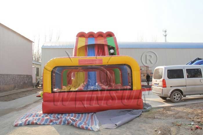 Triple Lane Kids / Adult Inflatable Slide Colorful With Efficient Air Blower