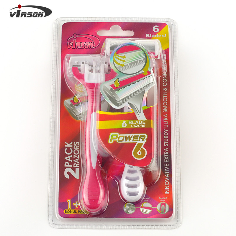 6 Blades Disposable Facial Razor Women with Razor Head Cover
