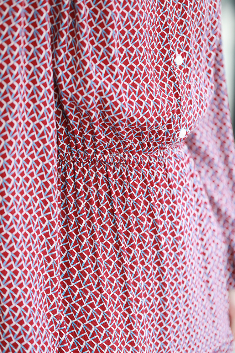 Polyester Printed Women Chiffon Dresses Drapery Long Sleeves