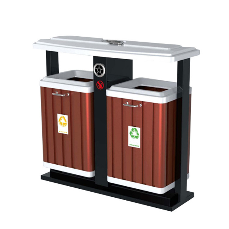 Wood Plastic Composite SGS 50L Two Compartment Trash Can