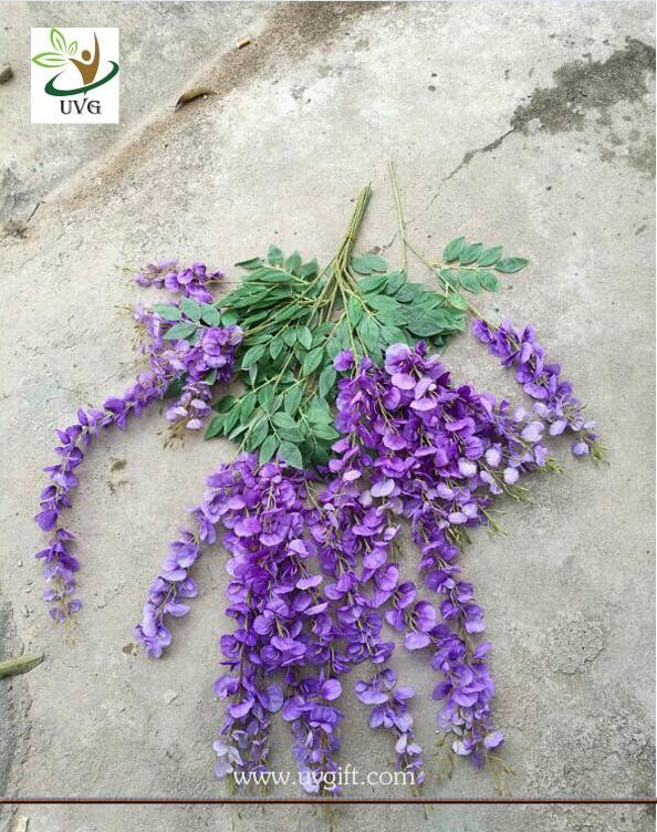 UVG wedding planner artificial flower arrangements purple wisteria blossoms fake tree for beach club decoration