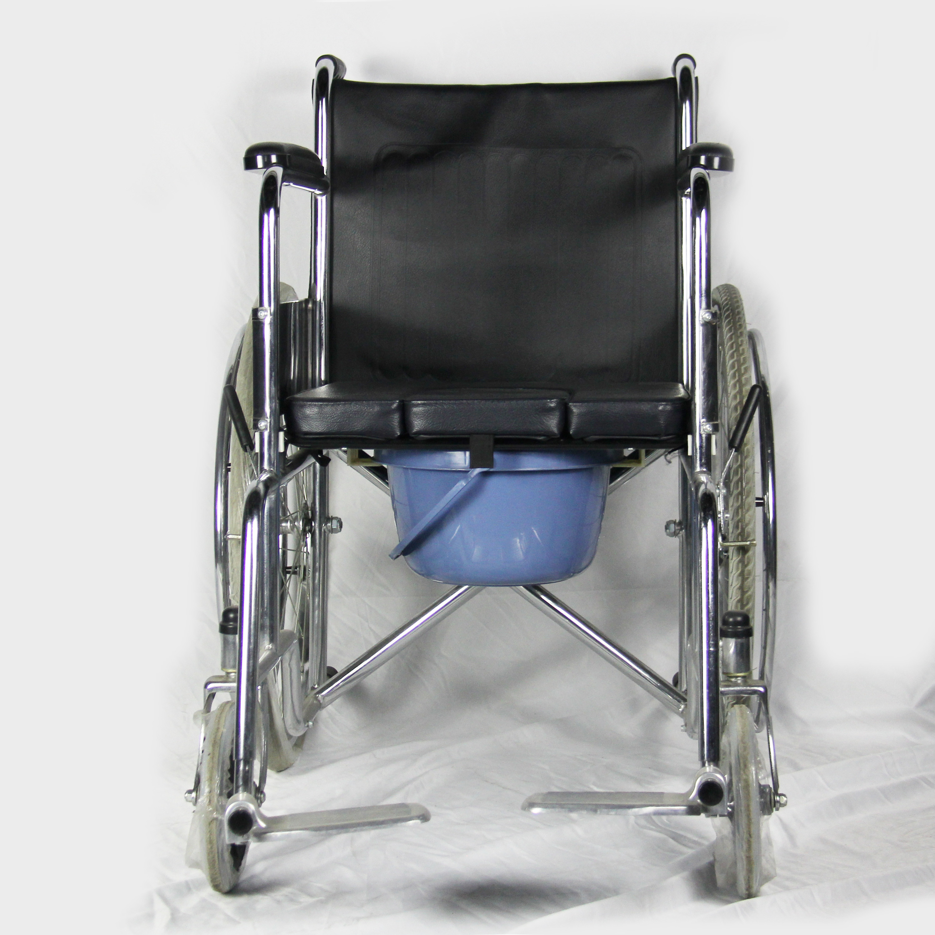 Fixed Armrest Footrest Transport Chair With U Shape Seat Commode