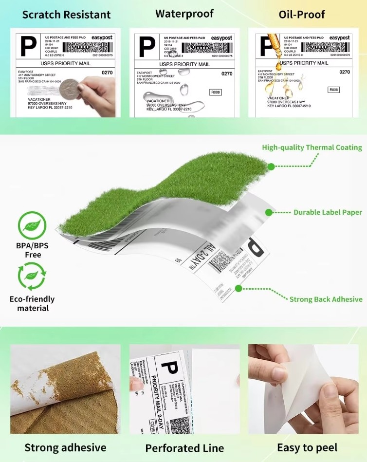 White Direct Thermal Address Shipping Label Waybill Blank Adhesive Paper 4x6