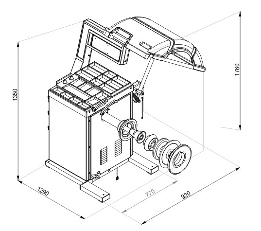 110v 220v 380v Truck Wheel Balancing Machine 1.45CBM With Tire Lift For Bus