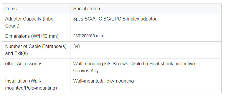 FTTX FTTB 8Cores Fiber Splitter Distribution Box