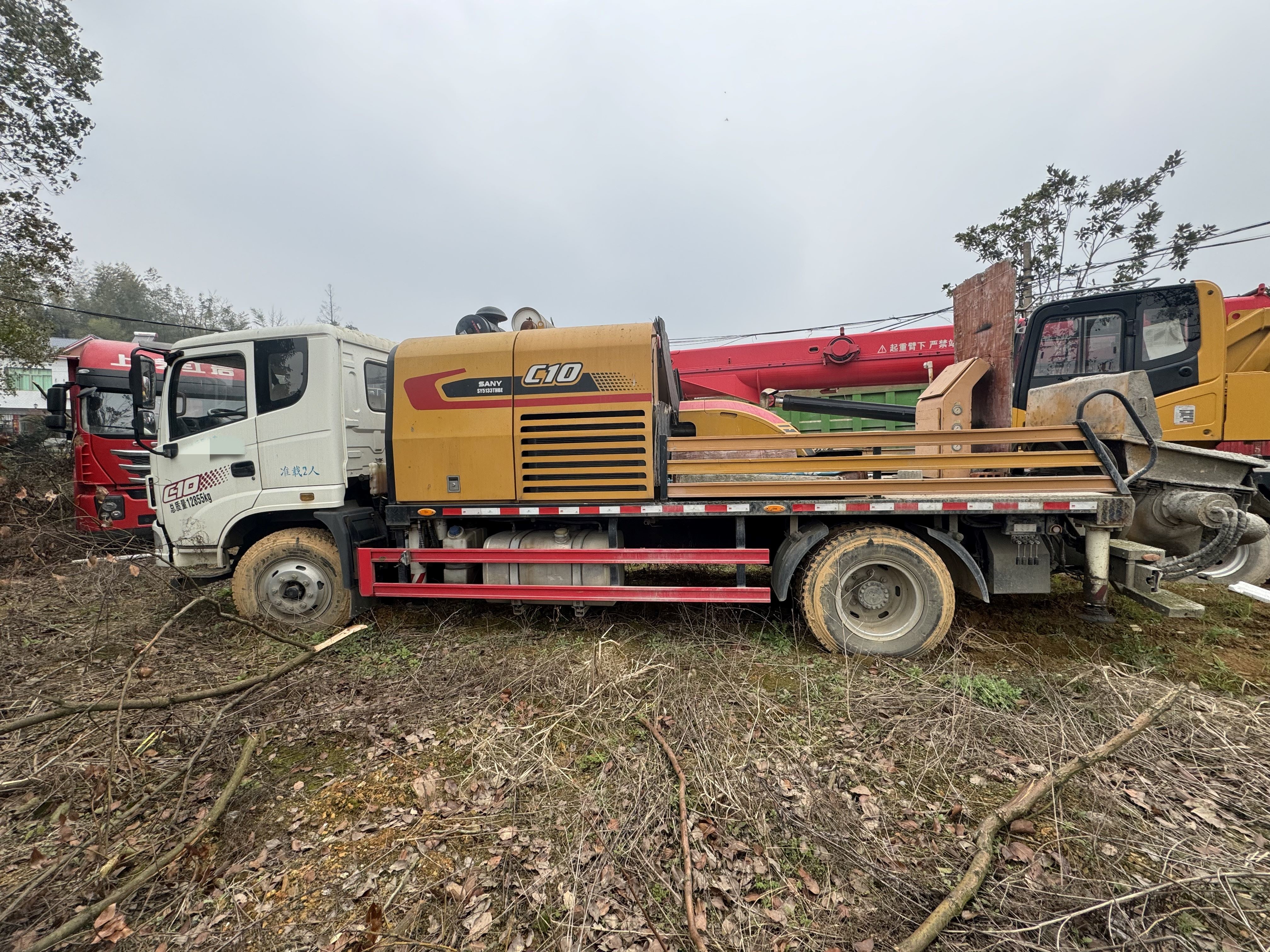 SANY Diesel Concrete Boom Pump Truck , Cement Truck Mounted Concrete Line Pump For Sale