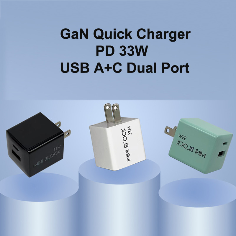 Mini Dual Port GaN Macbook Charger US EU Plug Quick Charging Block