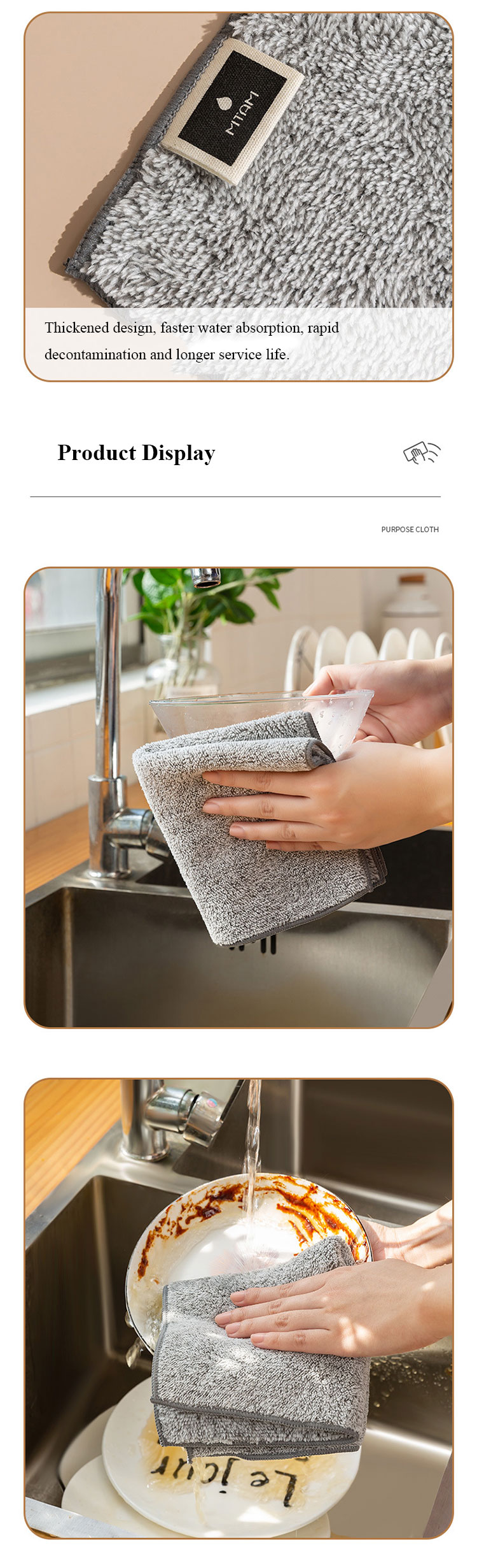 35g Fashionable Cleaning Hand Cleaning Organic Bamboo Charcoal Towel Kitchen Cloth Rag