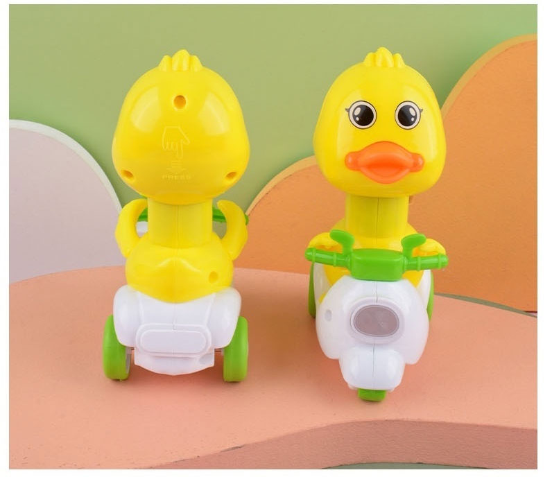 Wholesale Toys Rubber Ducklings Children's Pressure Inertia Return Little Yellow Duck Riding Duck Toy for Child