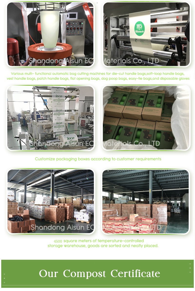 Factory Custom LOGO 100% Biodegradable Cornstarch Compostable Plastic Dog Poop Bags for pets