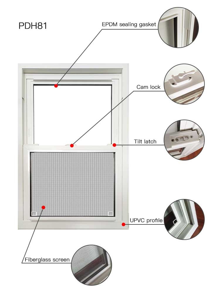 School American Double Hung Vinyl Windows White Vinyl Double Glazed Windows