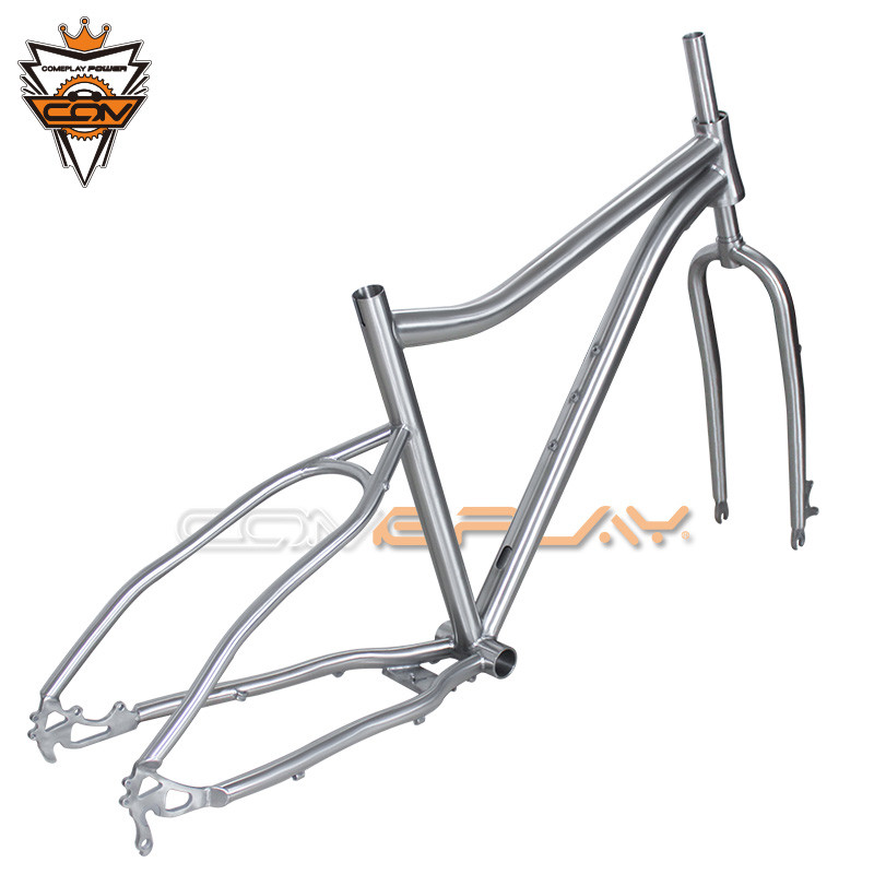 Ti3AL2.5V Ti6AL4V Titanium Bike Frame , Fat Bike Frameset For Winter