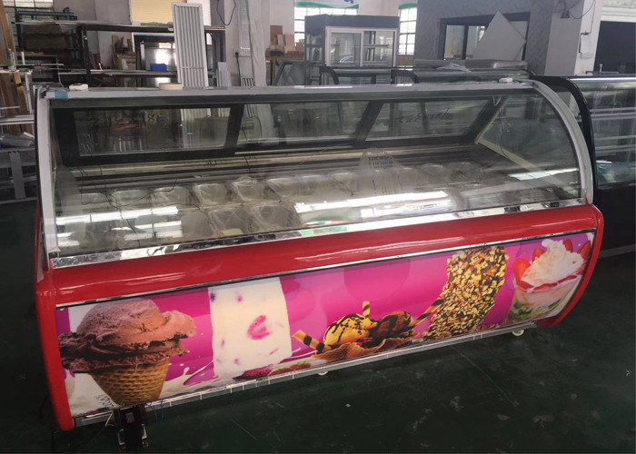 Mini Ice Cream Glass Door Display Upright Freezer Gelato Shape Barrel Fridge