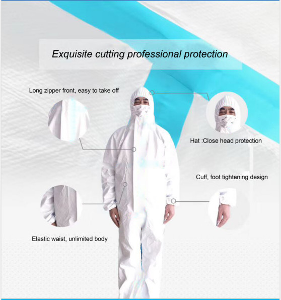 Medical Lightweight Disposable Coveralls Isolatin PPE Lab Protective Coverall
