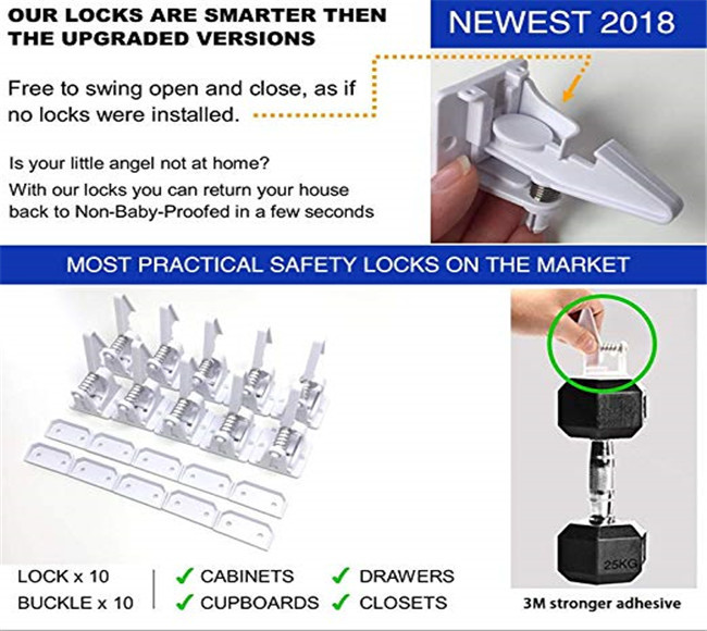 Strong Adhesive Child Safety Pressed Cabinet Lock Childproof Cabinet Locks Latches
