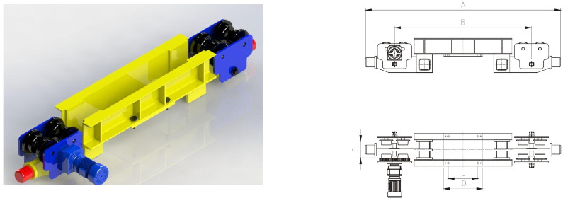 Durable European Style End Carriage to Underhung Cranes 20 m/min Traveling Speed