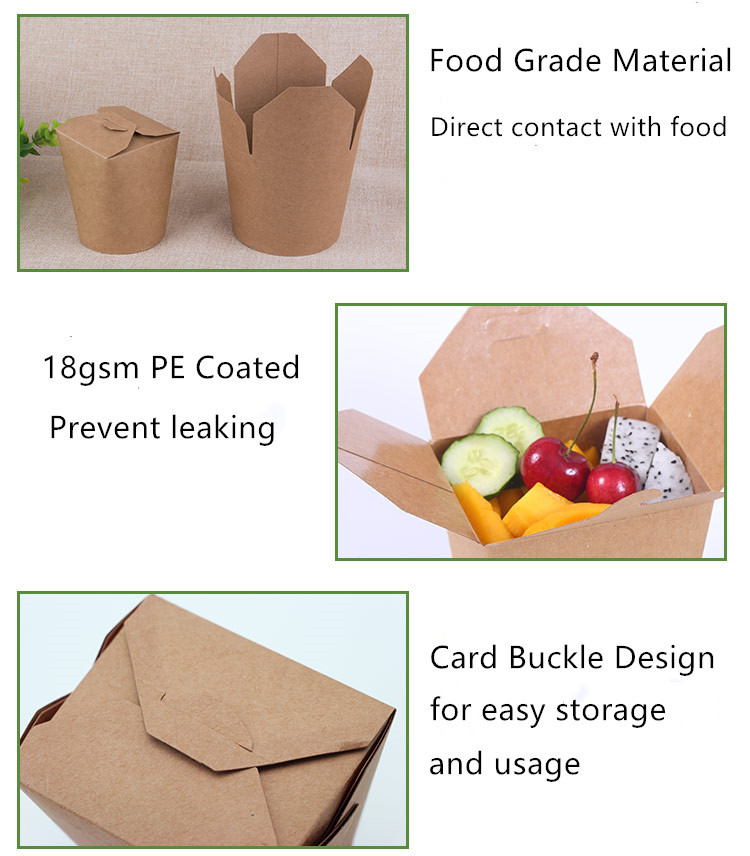 16oz 26oz 32oz Disposable Noodle Box With Round Bottom