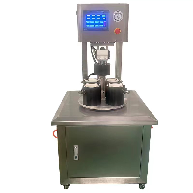 Semi Automatic Glass Bottle Cans Jar Screwing Capping Sealing Packing Machine