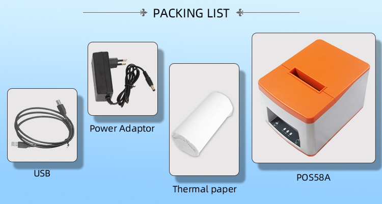 AC Adapter Included 58mm Usb Bluetooth Thermal Printer for Barcode and Receipt Printing