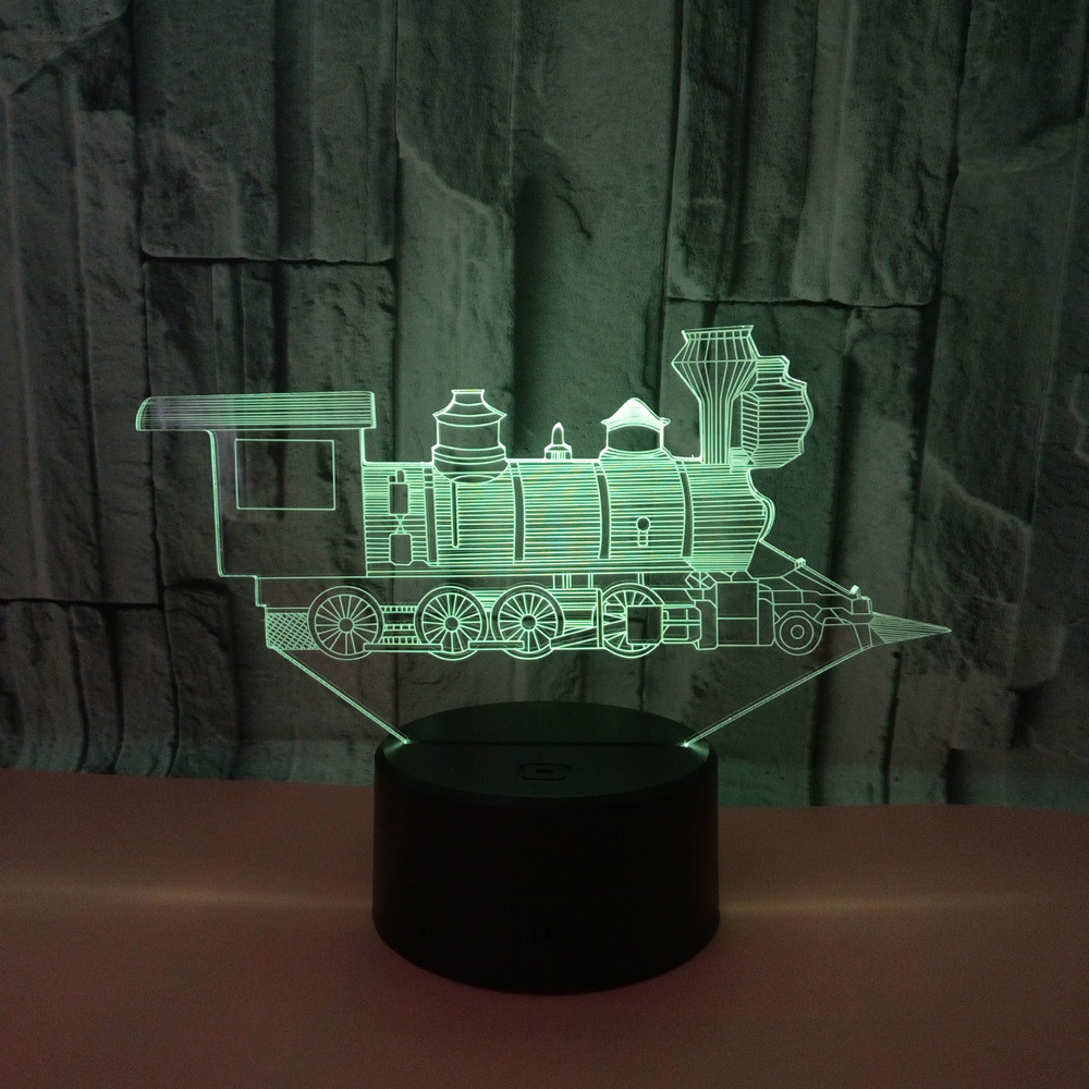 New custom OEM logo sign train 3D night light Colorful abstract illusion light Gift small table lamp