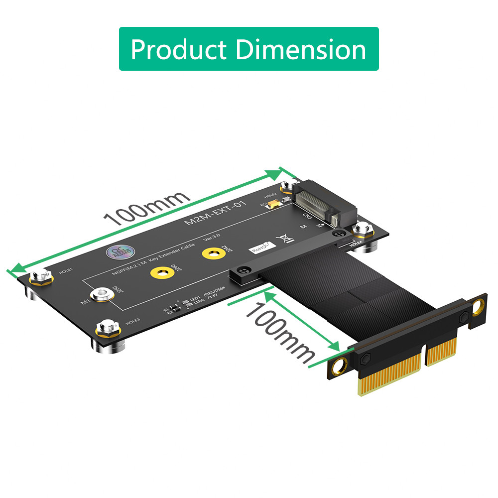 New VersionM.2 NGFF nvme M-key SSD to PCI- E 4X Extension Cable With magnetic Pad