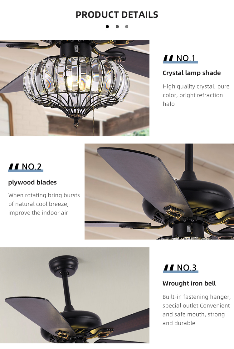Surface Mounting 120V 65W Industrial Ceiling Fan Light / 52 Inch 5 Blade Ceiling Fan