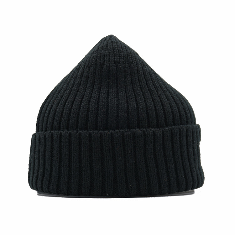 Knit Cuffed Acrylic Slouchy Beanie Streetwear Private Woven Label Fisherman Skull Hats Winter