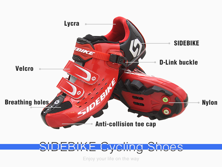 Self - Locking Red Mountain Bike Shoes Light Weight Fit Wide Range Of Foot Shapes