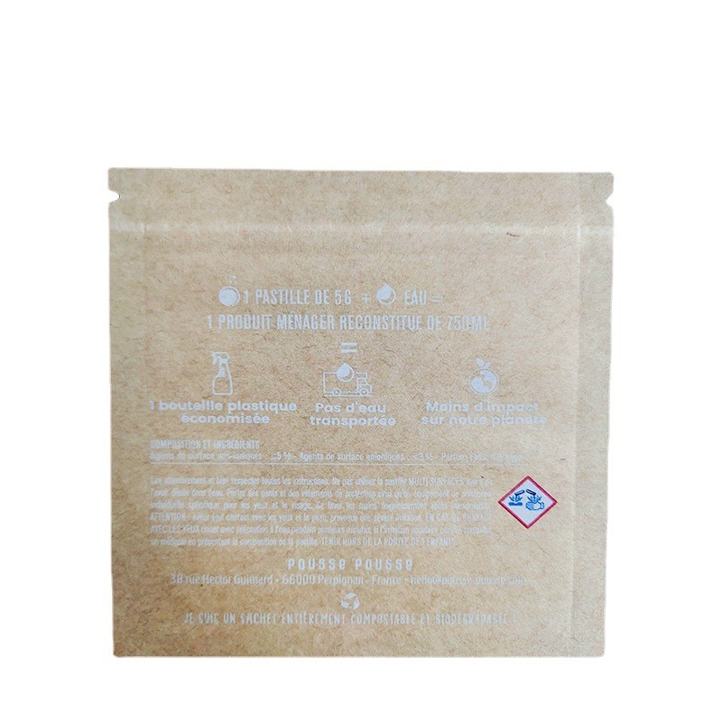 Compostable Biodegradable Zip Lock Pouches PBAT PLA Composite 3 Side Sealed
