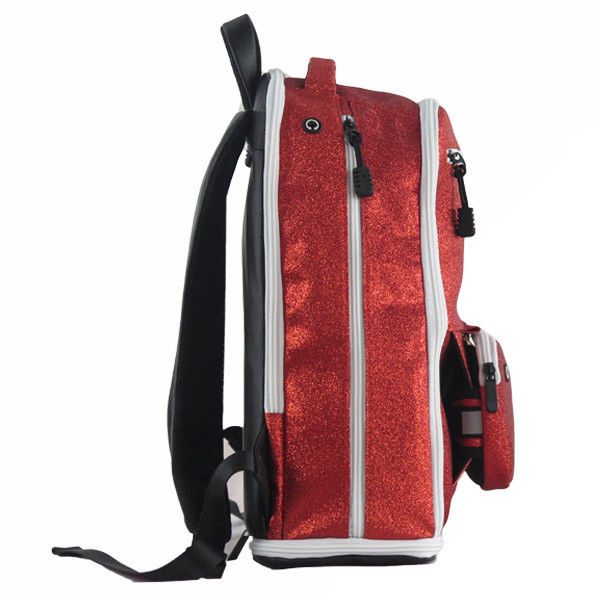 Beautiful Red Color Girls Sequin Rucksack , Cheerleader Rucksack Zipper Closure