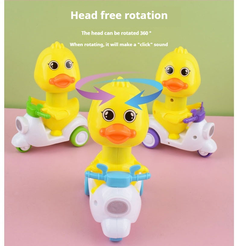 Wholesale Toys Rubber Ducklings Children's Pressure Inertia Return Little Yellow Duck Riding Duck Toy for Child