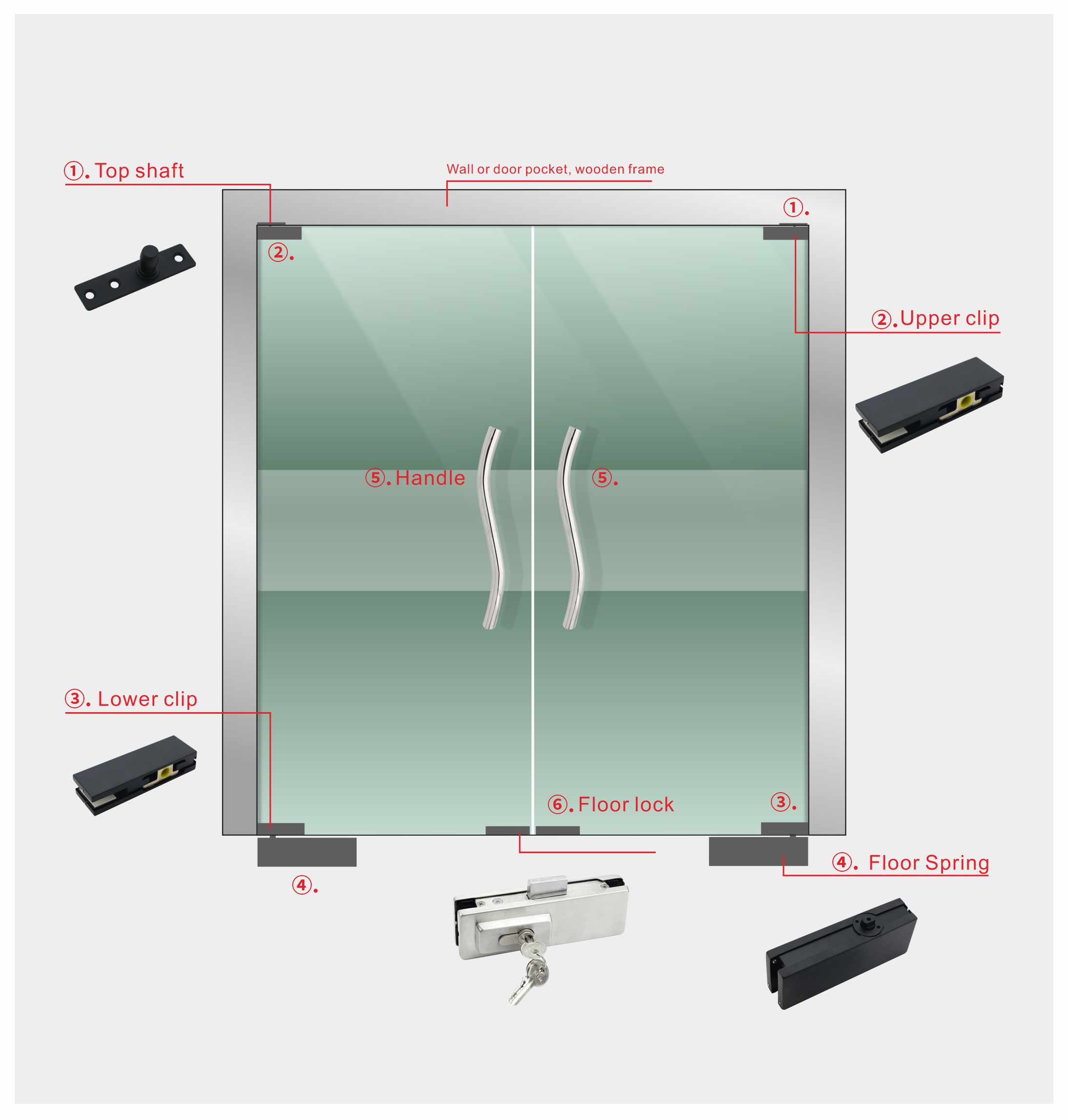 Matt Black Finish Adjustable Frameless Tempered Glass Door Gate Clamp Shower Room Hinges