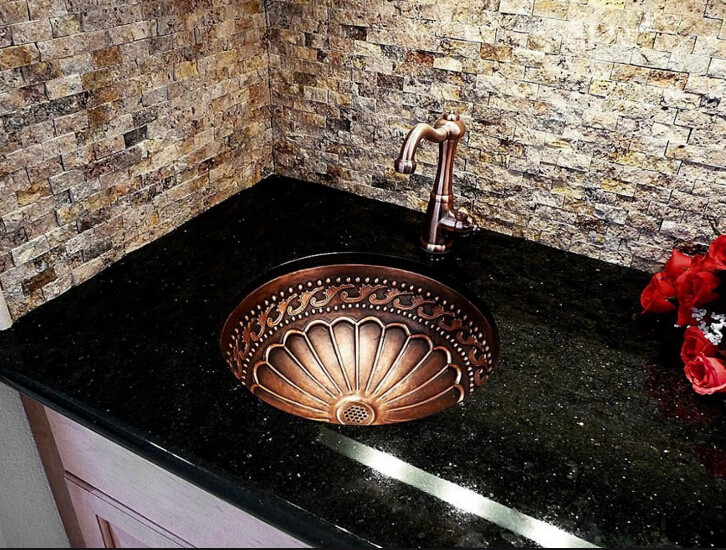 Dramatic Design Black Galaxy Granite Slab For Kitchen Countertop / Island Top