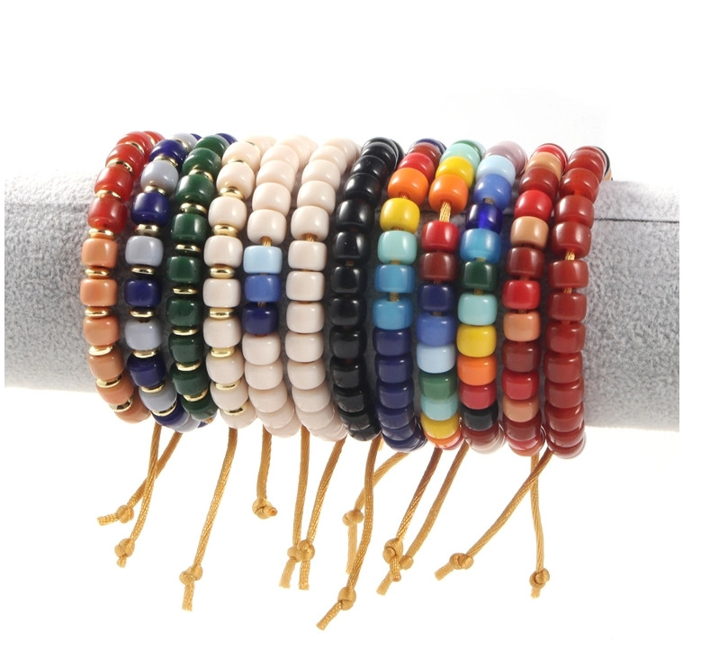 Shoelace Clasp Polychrome Forte Beads Bracelet With Silver Shoelace Clasp For Part And Holiday