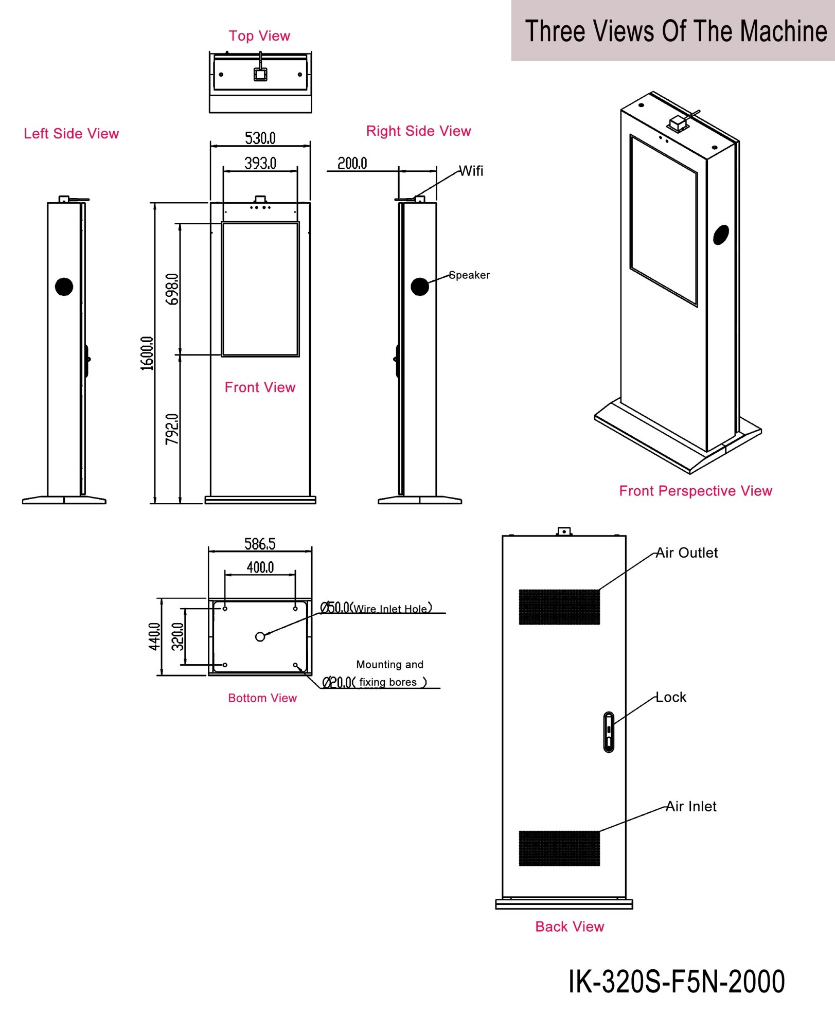 2K Outdoor LCD Advertising Display , 32'' Floor Standing Touch Screen Kiosk 2000 nits