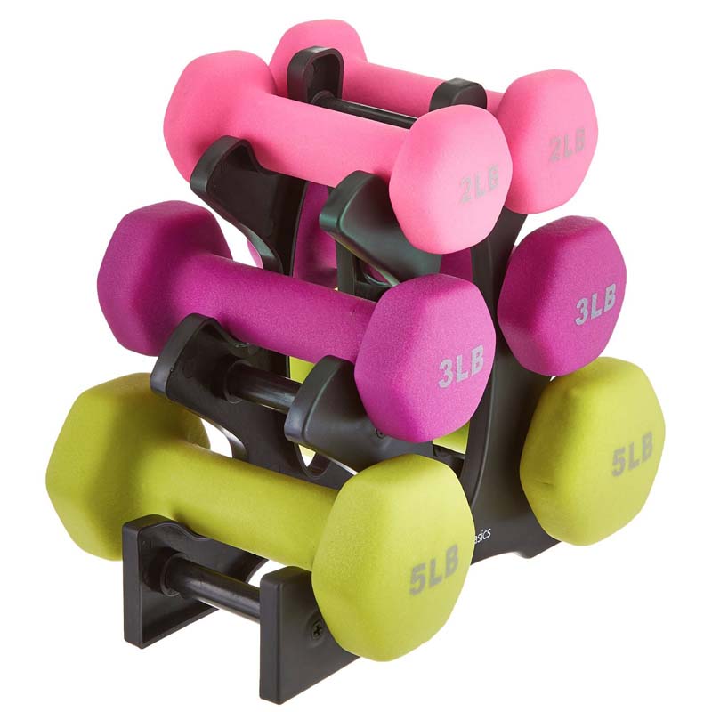 6kg 9kg 12kg Vinyl Coated Dumbbell Set With Rack Anti Slip