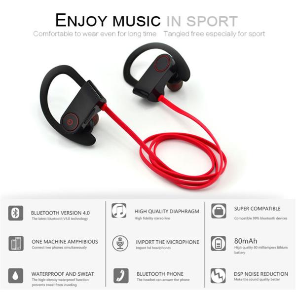 bluetooth earphone headset hot sale u8 earphone good music quality haozhida digital tech u8 earphone