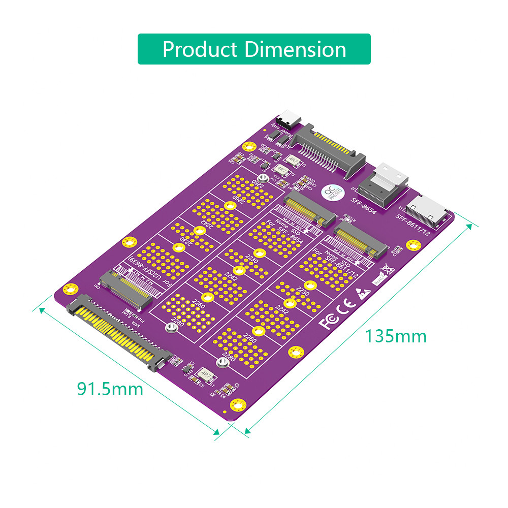 3 in 1 Combo M.2(NGFF) NVMe SSD to SFF-8611/8612/ 8654/and U.2(SFF-8639) Adapter.
