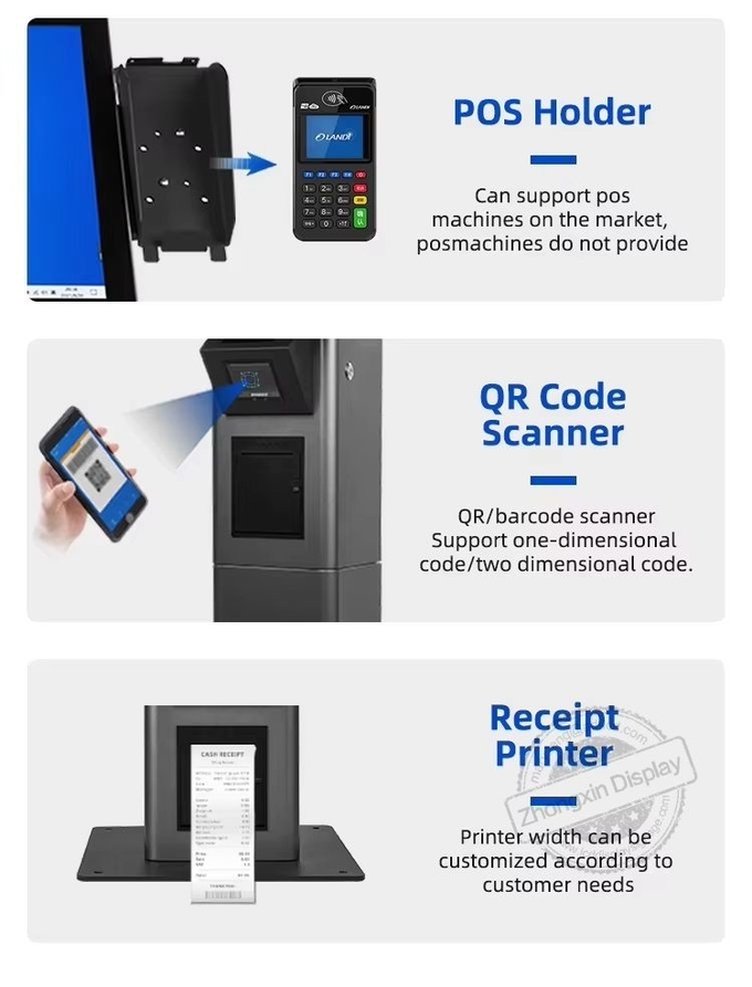 15.6" Touch Screen Windows POS Payment Kiosk with Double Sided Self Service Order Tablet and Incell Capacitive Touch