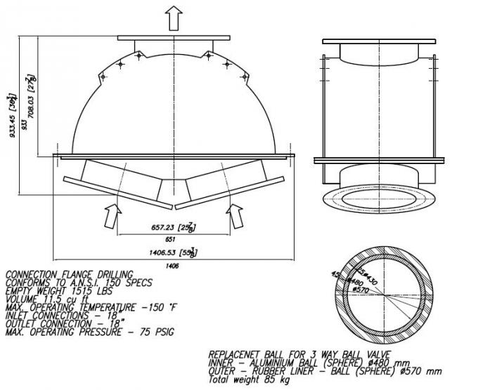 Three Way Steel Ball Check Vave for Slurry / Mud / Mine / DN150 - DN500 2