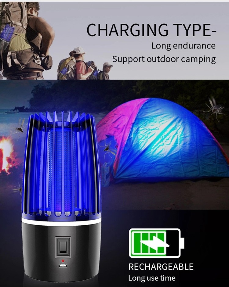 2 in 1 electric LED USB mosquito killer lamp for camping bug zapper rechargeable
