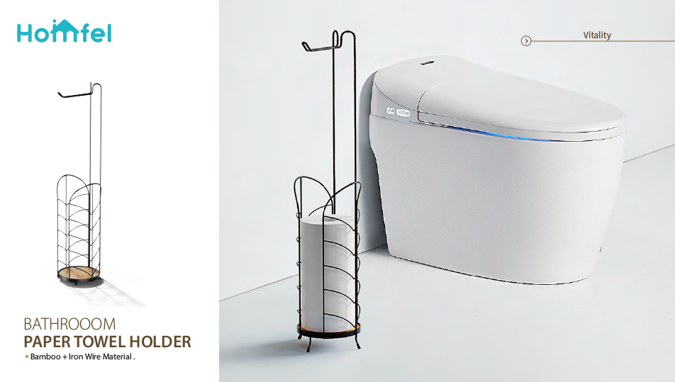 Iron And Bamboo Bathroom Shower Caddy Wall Mounted 2 Tiers With Wire Basket