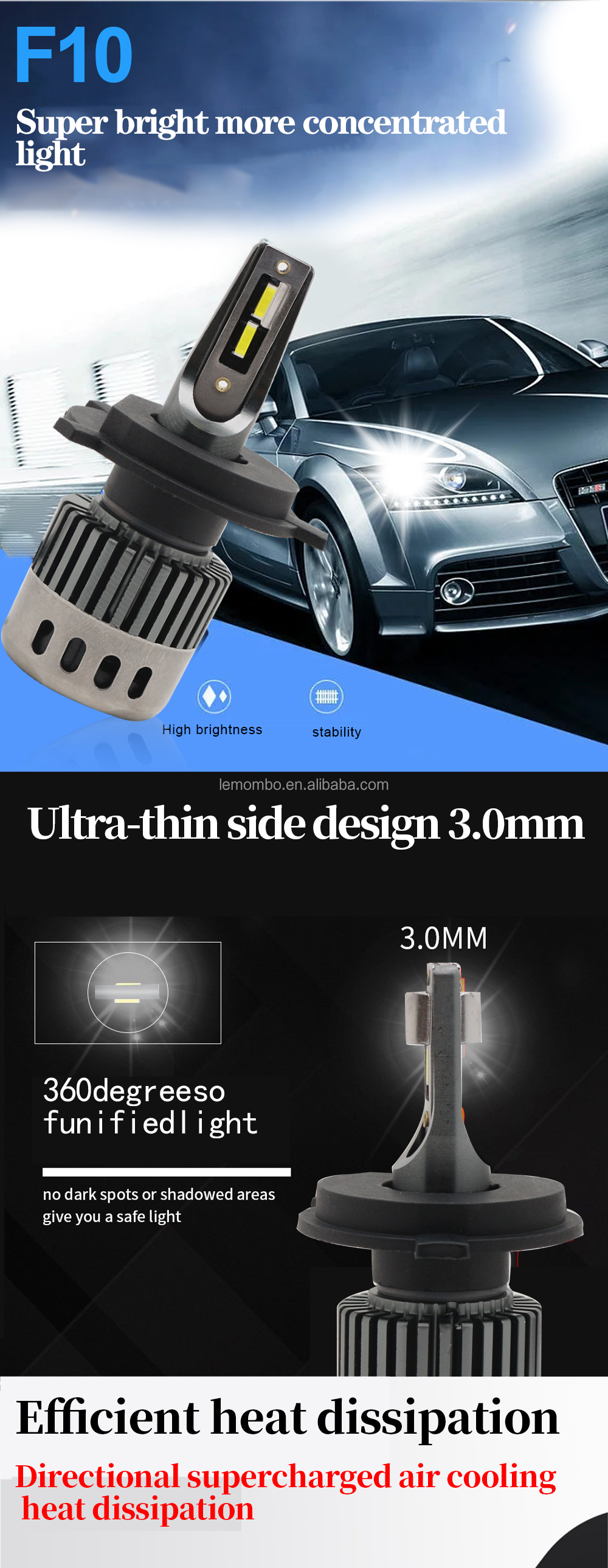 Super Bright Mini F10 LED Car Headlight Bulb H1 H3 H4 H7 H11 9005 9006 Canbus Kit