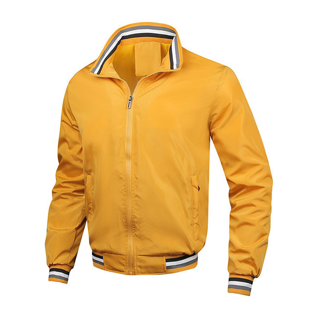 Spring Lapel Baseball Zipper Jacket 100 Percent Polyester Sport Jacket