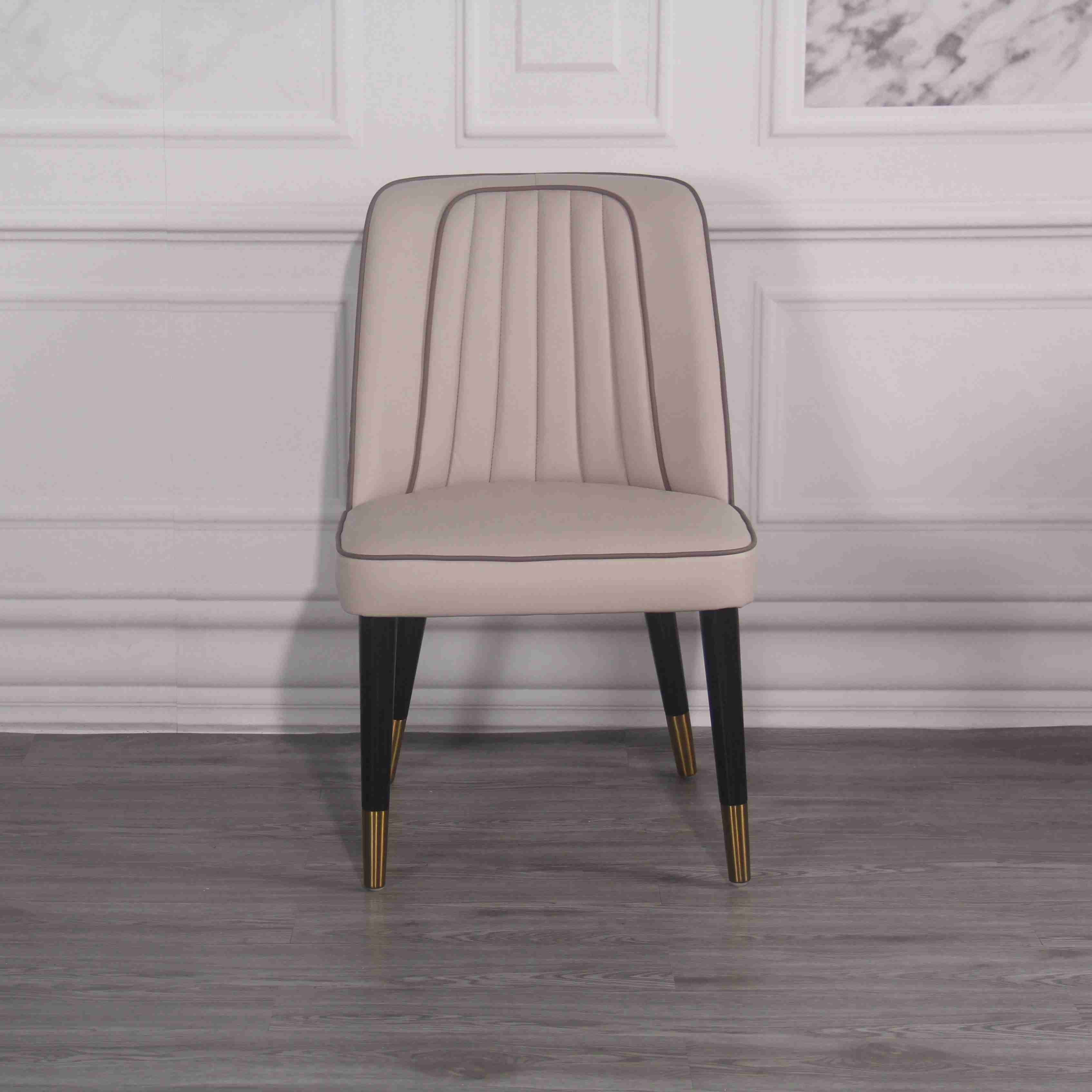 Hotel Solid Wood Back Chair PU High Elastic Sponge Padded Dining Room Chairs