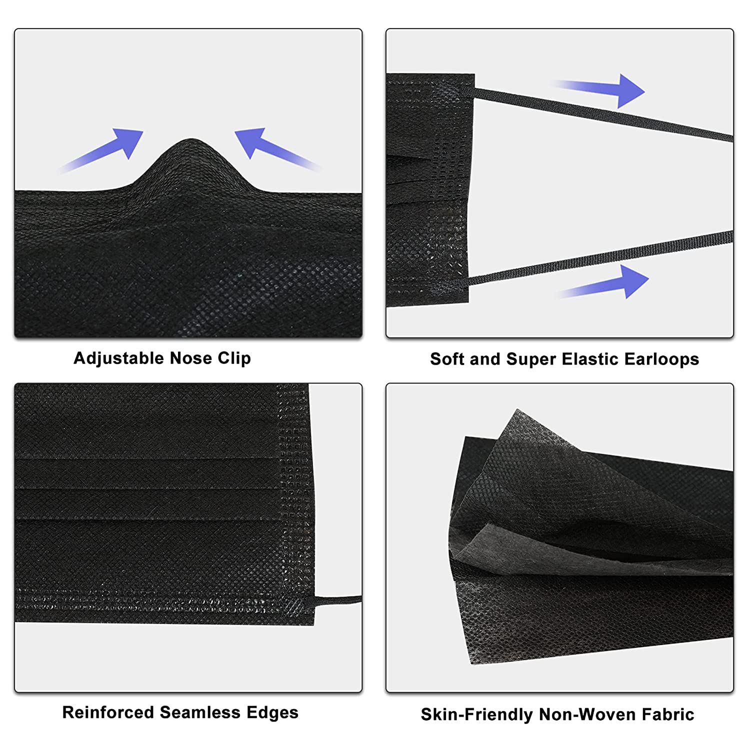 3 ply 4ply Medical Surgical Face mask Dental Black Face Mask TYPE IIR EN14683 Safety Non Woven fashionable disposable face mask