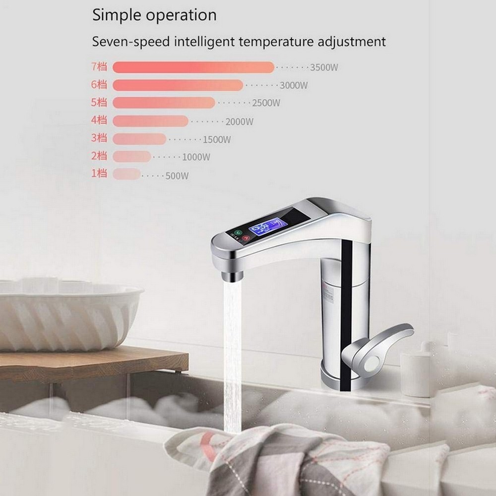 Thermostat Electric Bathroom Tap LVD 120 Degree Rotating Kitchen Faucet With 7 Gears