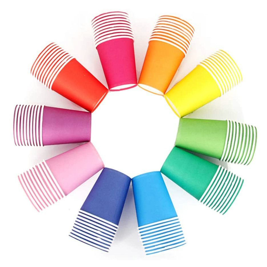 7.5oz 221.8ml Purple Wedding Napkin Recyclable Disposable Coffee Cups With Lids