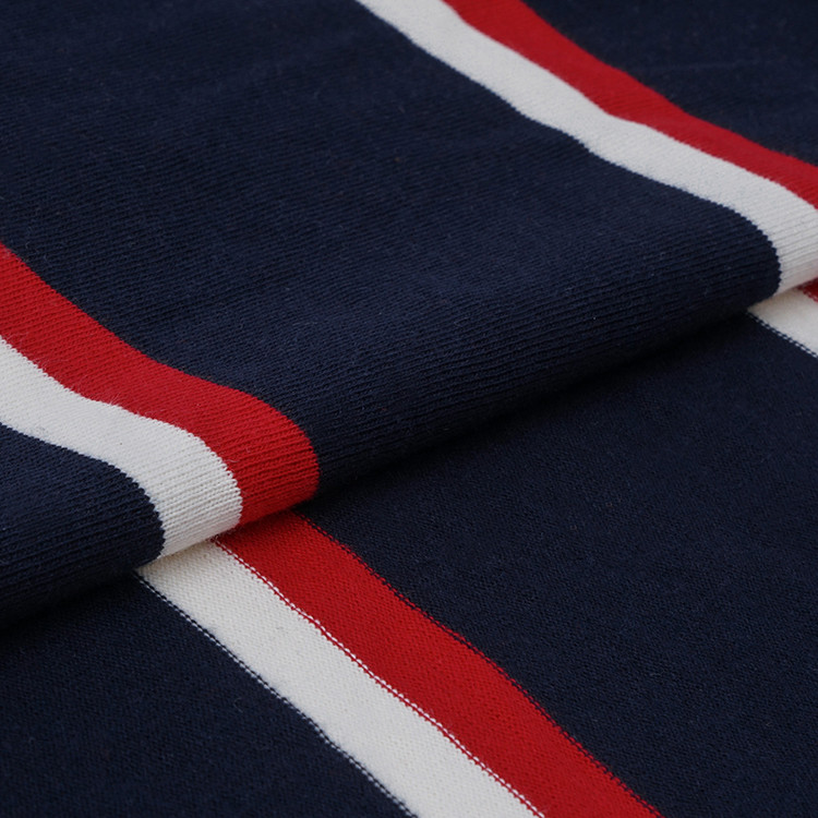 Low Shrinkage Yarn Dyed Stripe Knit Fabric 100% Cotton Texture 40S