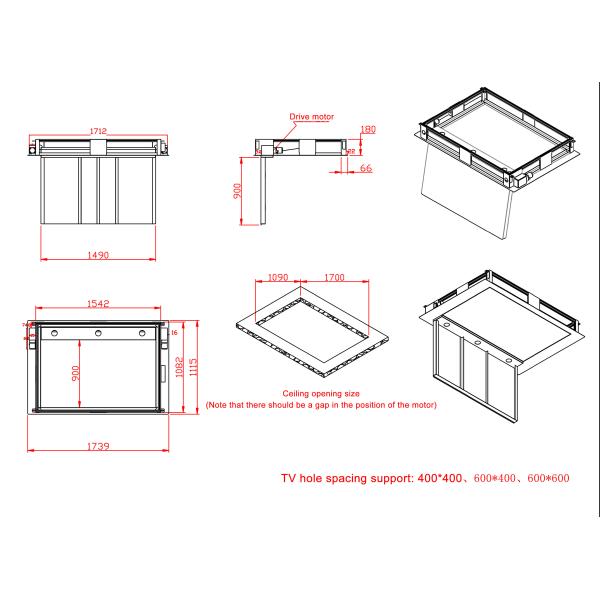 Auto Folding Electric Remote Control Motorized Flip Down Ceiling TV Mount Drop Down TV Lift TV Ceiling Mount Bracket for 55 Inch